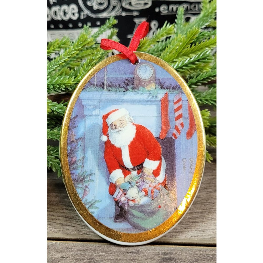 AGC American Greeting Vintage 1993 Porcelain Santa Christmas Ornament